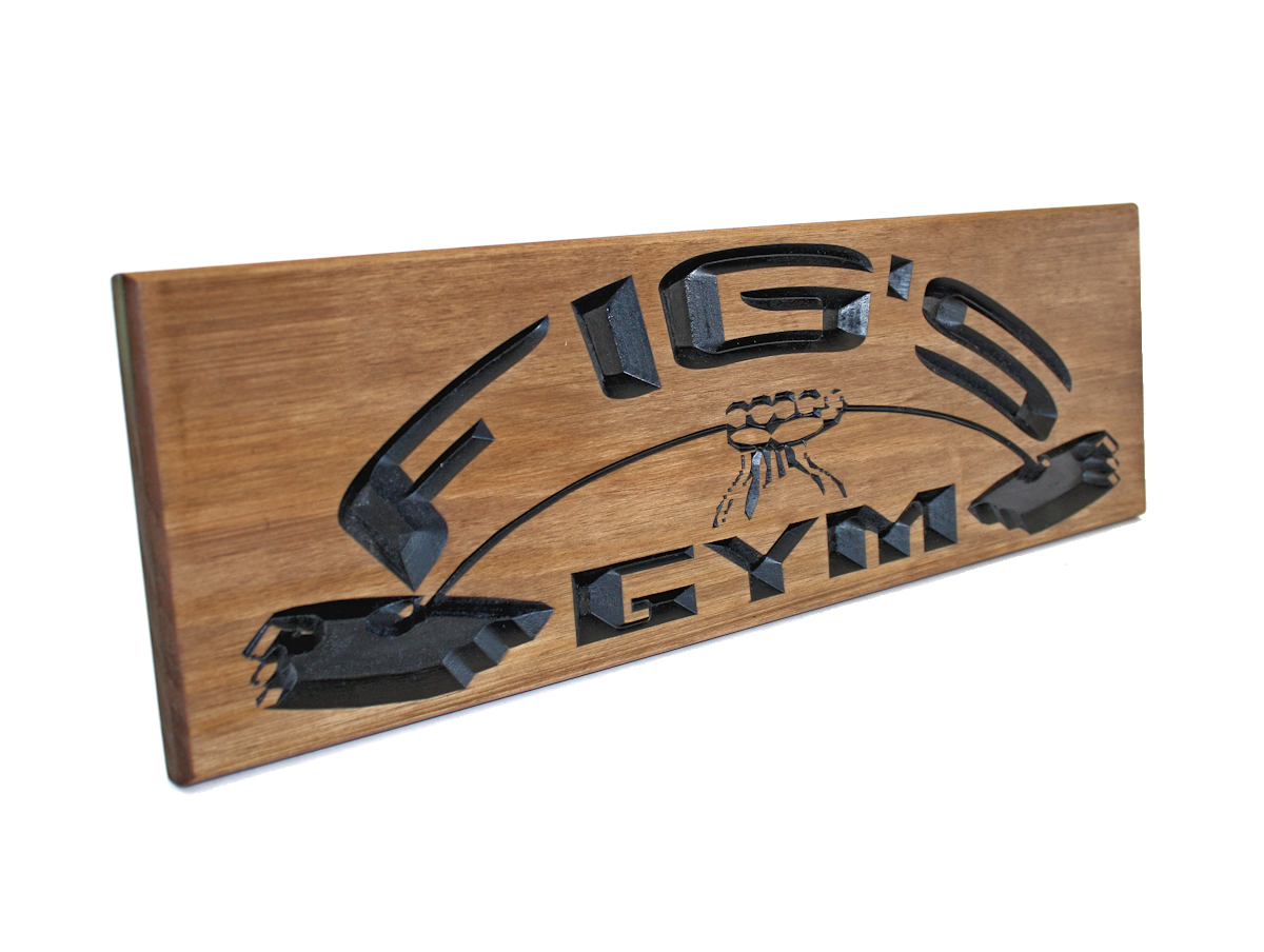 garage gym sign with barbell