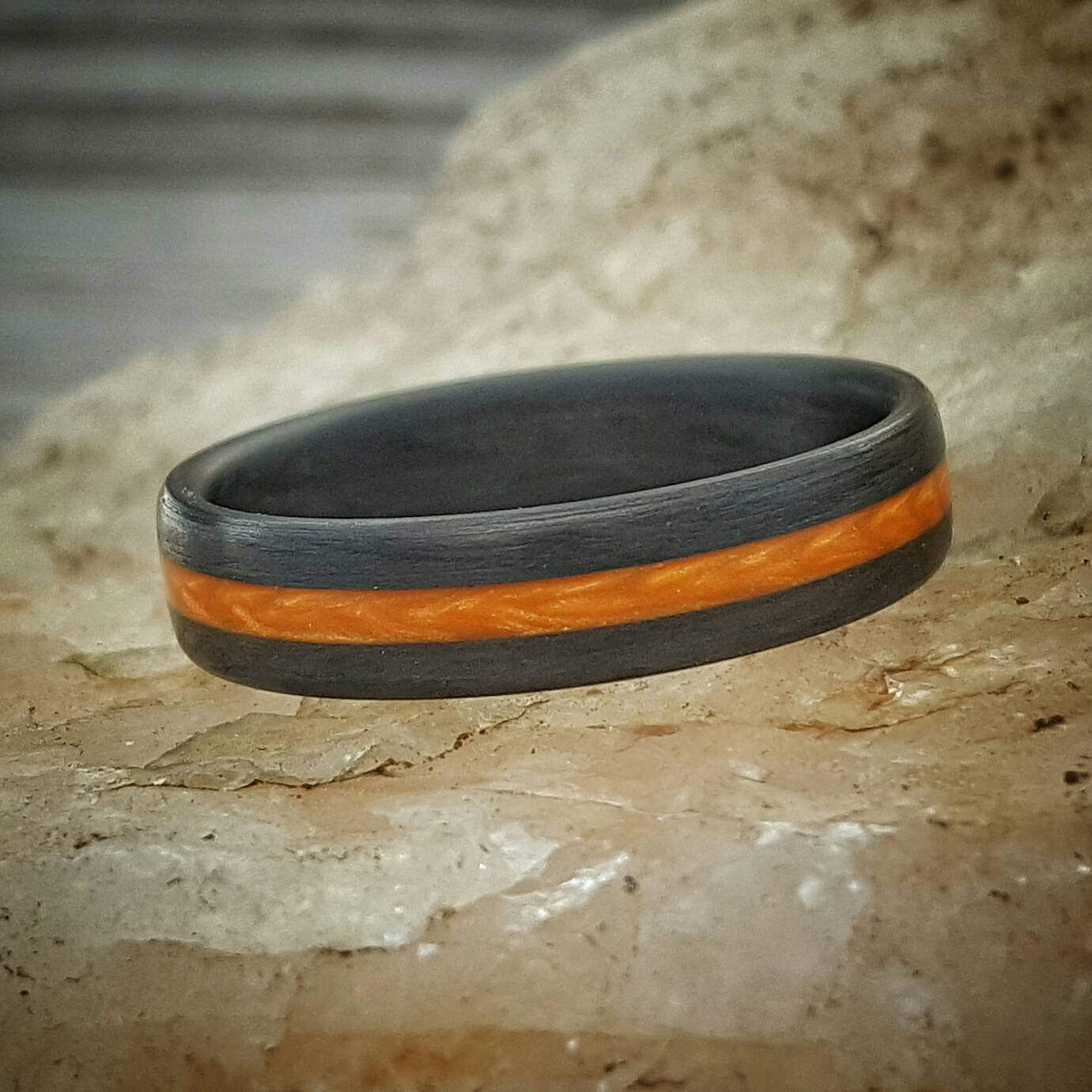  Thin Orange Line, Carbon Fiber Ring.