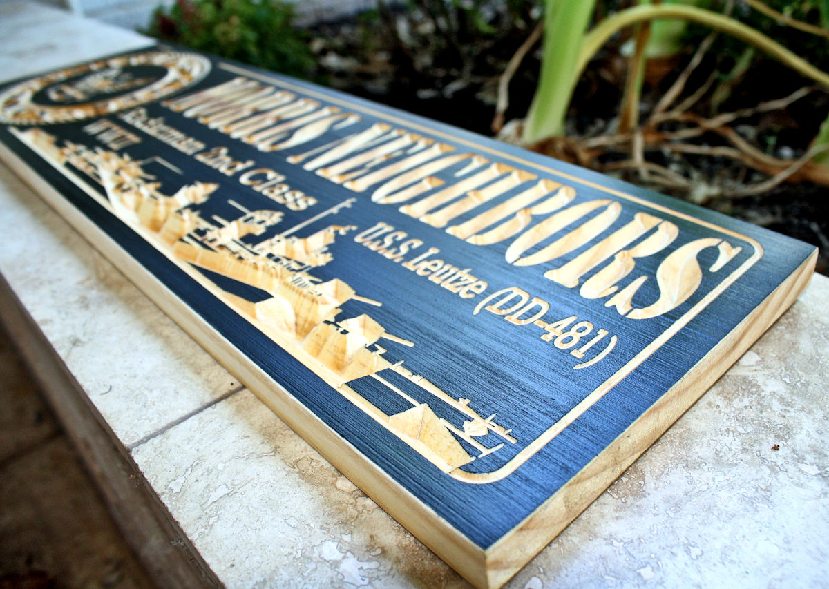 wooden us navy military plaque
