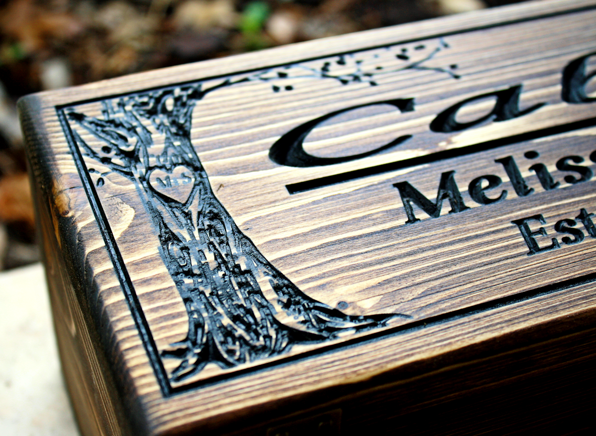 Wedding Wine box with tree of life-Rhode island and kansas