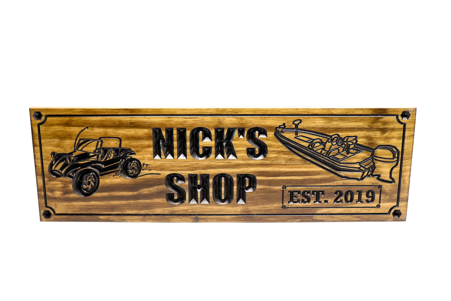 Bass boat and Dune buggy shop sign