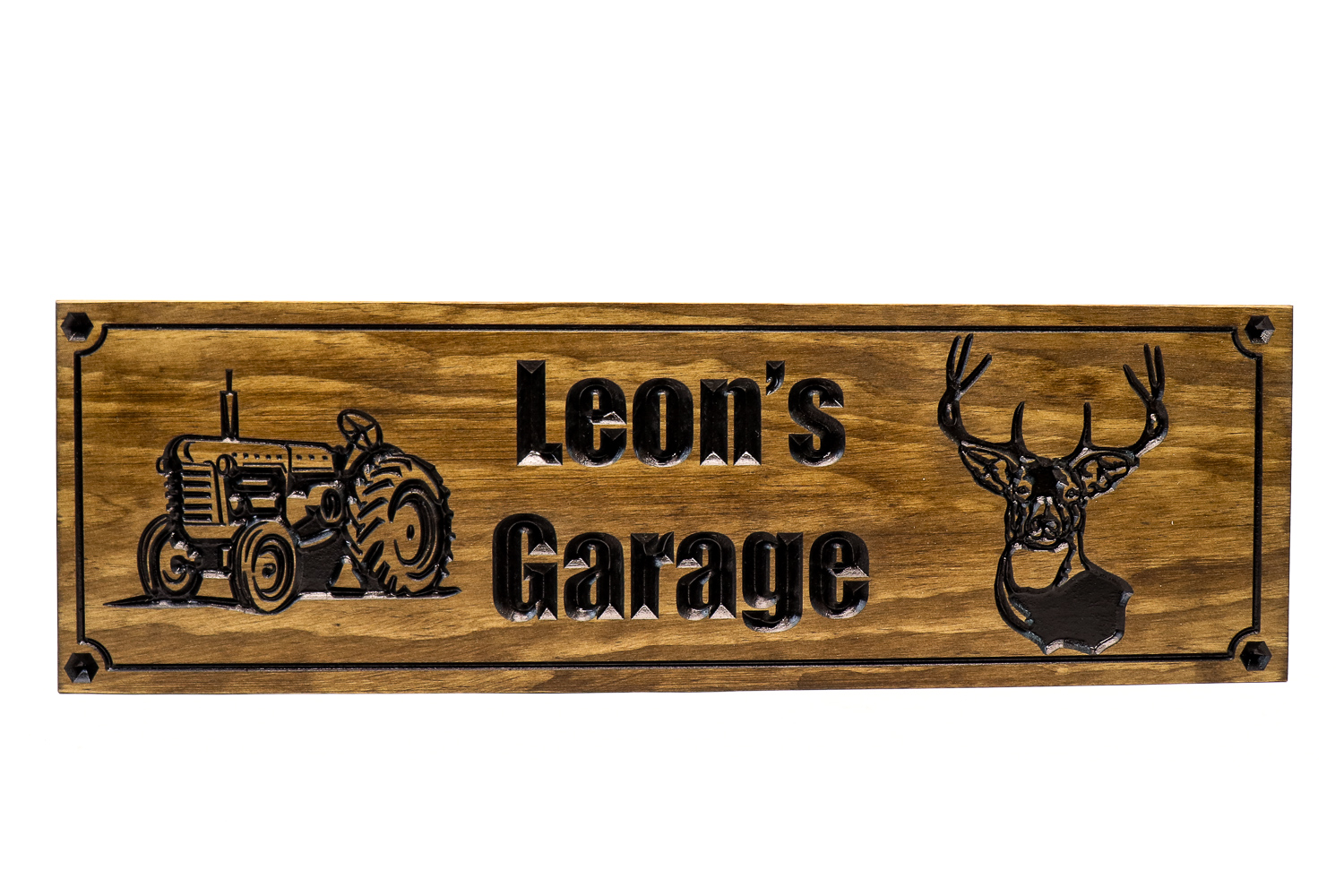 Farm-Ranch Sign with vintage tractor and deer head 