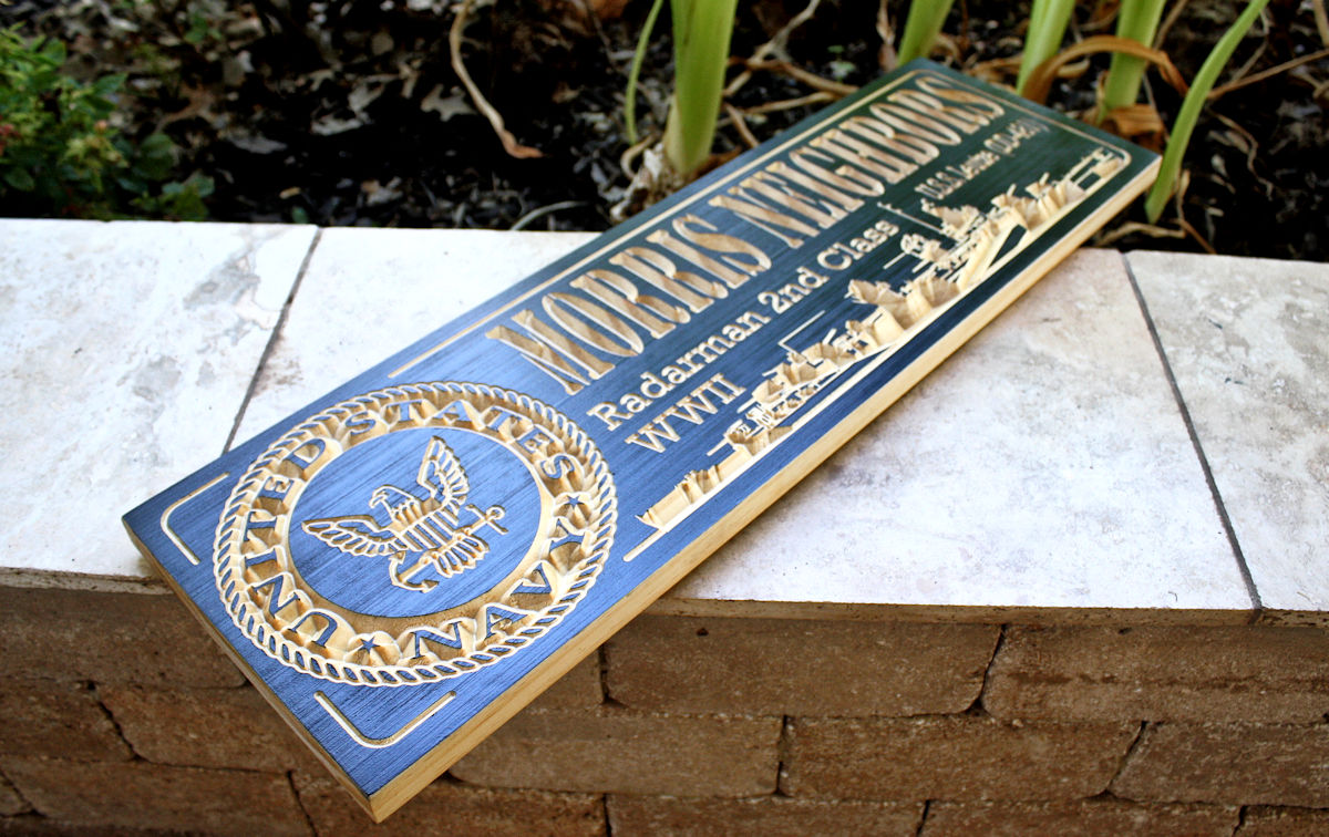 wooden us navy military plaque