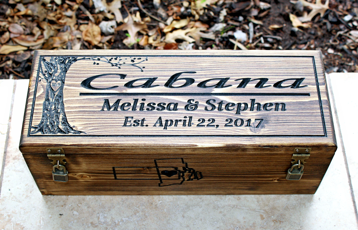 Wedding Wine box with tree of life-Rhode island and kansas