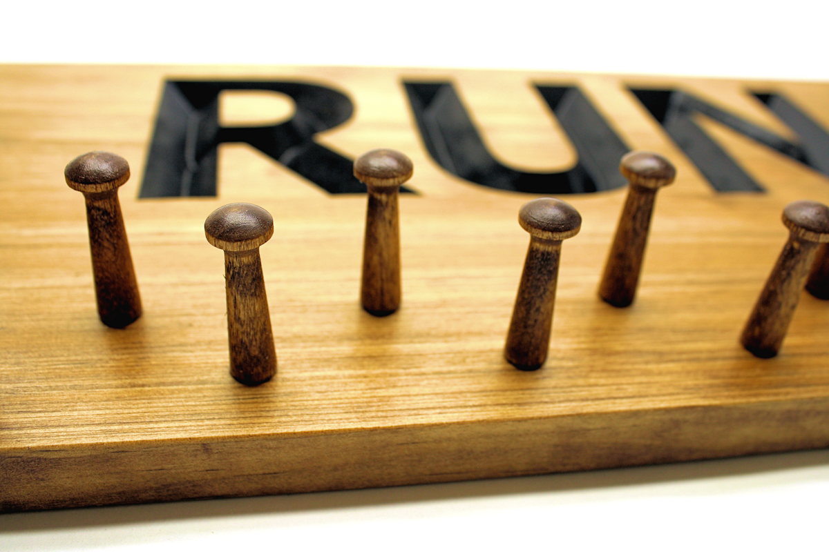 wooden marathon medal display