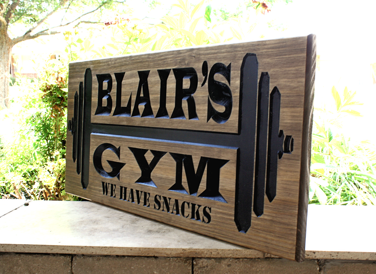 home gym sign made of wood