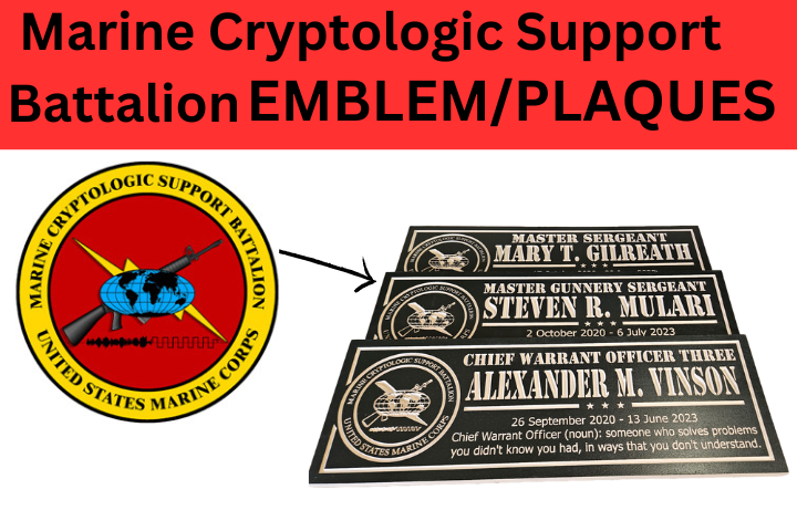 Maple Military Plaques with black front - marine cryptologic support battalion